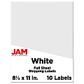 JAM Paper® Full-Page Mailing And Shipping Labels, Rectangle, 8-1/2" x 11", White, Pack Of 10