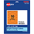 Avery® Print-To-The-Edge Labels With Sure Feed® Technology, 94122-BOP10, Cigar, 1-1/2" x 3-1/2", Matte Bright Orange, Pack of 100 1 thumbnail image