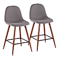 LumiSource Pebble Counter Stools, Walnut/Charcoal, Set Of 2 Stools