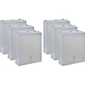 Genuine Joe C-Fold/Multi-fold Towel Dispenser Cabinet - C Fold, Multifold Dispenser - 13.5" Height x 11" Width x 4.3" Depth - Stainless Steel, Metal - Silver - Wall Mountable - 6 / Carton