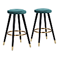 LumiSource Cavalier Counter Stools, Green Seat/Black/Gold Frame, Set Of 2 Stools