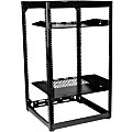 Sanus Component Series 20RU Open Frame Network Rack - AV Rack - 35in Height - Black - For A/V Equipment - 20U Rack Height - Black - 600 lb Maximum Weight Capacity - 200 lb Static/Stationary Weight Capacity