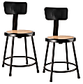 National Public Seating Hardboard Science Stools With Backrests, 18"H Seat, Brown/Black, Pack Of 2 Stools