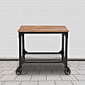 Flash Furniture Grant Park 2-Shelf Wood Grain And Industrial Iron Kitchen Serving And Bar Cart, 23-3/4"H x 26-1/4"W x 22"D, Rustic 1 thumbnail image