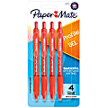 Paper Mate® Profile Retractable Gel Pens, Medium Point, 0.7 mm, Red Barrel, Red Ink, Pack Of 4 Pens