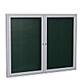 Ghent 2-Door Satin Aluminum Frame Enclosed Vinyl Bulletin Board, 36" x 48", Ebony