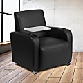 Flash Furniture LeatherSoft Contemporary Tablet-Arm Wheeled Guest Chair, Black/Gray 1 thumbnail image