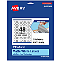 Avery® Print-To-The-Edge TrueBlock® Labels With Sure Feed®, 94606-TWMP10, Starburst, 1", Matte White, Pack Of 480 1 thumbnail image