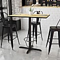 Flash Furniture Laminate Rectangular Table Top With Bar-Height Table Base And Foot Ring, 43-1/8"H x 30"W x 42"D, Natural/Black