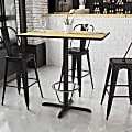 Flash Furniture Laminate Rectangular Table Top With Bar-Height Table Base And Foot Ring, 43-1/8"H x 30"W x 42"D, Natural/Black 1 thumbnail image