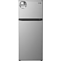 Galanz 10.0 Cu Ft Top Mount Refrigerator with Built-in Ice Maker - 10 ft³ - Reversible - 7.50 ft³ Net Refrigerator Capacity - 2.50 ft³ Net Freezer Capacity - 120 V AC - 410 kWh per Year - Stainless Steel - Built-in/Freestanding - LED Light 1 thumbnail image