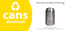 Recycle Across America Aluminum Cans Standardized Recycling Labels, CANS-0409, 4" x 9", Yellow