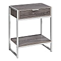 Monarch Specialties Side Accent Table With Shelf, Rectangular, Dark Taupe/Chrome