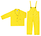 Three-Piece Rain Suit, Jacket/Hood/Pants, 0.28 mm PVC/Nylon, Yellow, Large