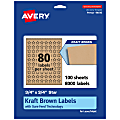 Avery® Kraft Permanent Labels With Sure Feed®, 94610-KMP100, Star, 3/4" x 3/4", Brown, Pack Of 8,000