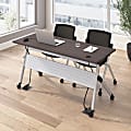 Bush Business Furniture Envision 60"W Folding Training Table with Powered Grommets and 2 Chairs, Storm Gray/Cool Gray Metallic, Standard Delivery 1 thumbnail image