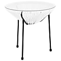 Flash Furniture Rattan Bungee Table With Glass Top, White/Black