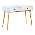 Office Star Kayla 44"W Mid-Century Writing Desk With 2 Drawers, White/Light Wood 1 thumbnail image