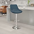 Flash Furniture Contemporary Adjustable Height Swivel Bar Stool With Support Pillow, Blue/Chrome