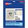 Avery® Pearlized Permanent Labels With Sure Feed®, 94204-PIP10, Rectangle, 1/2" x 1-3/4", Ivory, Pack Of 600 Labels
