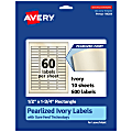 Avery® Pearlized Permanent Labels With Sure Feed®, 94204-PIP10, Rectangle, 1/2" x 1-3/4", Ivory, Pack Of 600 Labels 1 thumbnail image
