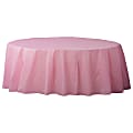 Amscan 77017 Solid Round Plastic Table Covers, 84", Pink, Pack Of 6 Covers