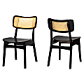 Baxton Studio Tafari Mid-Century Modern Wood and Rattan Dining Chairs, Dark Brown, Set Of 2 Chairs 1 thumbnail image