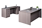 Boss Office Products Holland Suite Desk And Credenza With Dual File Storage Pedestals, Driftwood