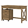 Bush Furniture Key West 48"W Writing Desk With 2-Drawer Mobile File Cabinet, Reclaimed Pine, Standard Delivery
