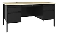 Lorell® Fortress 60"W Double-Pedestal Teacher's Computer Desk, Black Maple 1 thumbnail image