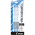 Pilot Acroball Pure White Ball Point Pens, Fine Point, 0.7mm, White Barrels, Black Ink, Pack Of 3 Pens