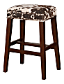 Linon Jandrell Backless Bar Stool, Brown & White Cow/Walnut