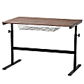 Baxton Studio Modern Industrial 40"W Height-Adjustable Desk, Walnut/Black