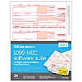 Office Depot® Brand 1099-NEC Laser Tax Forms With Software, 4-Part, 3-Up, 8-1/2" x 11", Pack Of 25 Form Sets