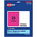 Avery® Print-To-The-Edge Labels With Sure Feed® Technology And Easy Peel® Label Feature, 94053-NMP10, Oval, 1" x 2", Matte Neon Magenta, Pack of 240 1 thumbnail image