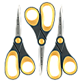 Acme United Titanium Nonstick Scissors, 8", Pointed, Gray/Yellow, Pack Of 3