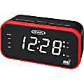 Jensen AM/FM/NOAA Weather Band Clock Radio With Weather Alert, 3-3/8”H x 2-7/16”W x 6-1/8”D, Red/Black 1 thumbnail image