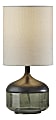 Adesso® Marina Table Lamp, 16-1/4"H, Light Gray Shade/Black/Smoked Glass Base