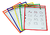 C-Line Reusable Dry-Erase Pockets, 9" x 12", Assorted Colors, Pack Of 5 Pockets 1 thumbnail image