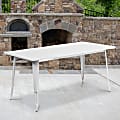 Flash Furniture Commercial Grade Indoor/Outdoor Metal Table, 29-1/2”H x 31-1/2”W x 63”D, White