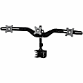 Amer Mounts Clamp Based Triple Monitor Mount for three 15"-24" LCD/LED Flat Panel Screens - Supports up to 17.6lb monitors, +/- 20 degree tilt, and VESA 75/100