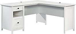 Sauder® County Line 61"W L-Shaped Office Desk With File Drawer, Soft White