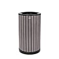 Alpine Slatted Recycled Plastic Panel Round Outdoor Trash Can, 32 Gallon, 33-7/8”H x 20”W x 20D, Gray 1 thumbnail image