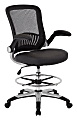Office Star™ DC Series Faux Leather/Mesh Back Drafting Chair, Black/Silver