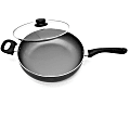 Starfrit 11-Inch Nonstick Aluminum Deep Fry Pan with Lid - 2 Pieces - Cooking, Frying - Dishwasher Safe - Oven Safe - 11" Frying Pan - Black