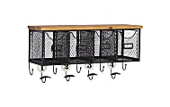 Linon Decatur 4-Basket Home Office Organizer, 12-7/16"H x 23-7/16"W x 7-1/4"D, Brown/Black 1 thumbnail image
