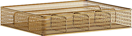 Martha Stewart Ryder Mesh Metal 6-Compartment Larger Desk Drawer Organizer, 2-1/4"H x 14-3/4"W x 12-1/4"D, Gold