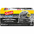 Glad ForceFlexPlus Large Drawstring Trash Bags - Large Size - 30 gal Capacity - 24" Width x 25.13" Length - Drawstring Closure - Black - Plastic - 312/Pallet - 25 Per Box
