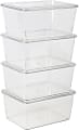 Martha Stewart Brody Stackable Plastic Storage Boxes With Lids, 3-1/4"H x 6-3/4"W x 5"D, Clear, Pack Of 4 Boxes