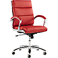 Alera Neratoli Series Mid-Back Swivel/Tilt Chair, Red Leather, Chrome Frame - Red Seat Color - Leather Seat Material - NR4239 1 thumbnail image